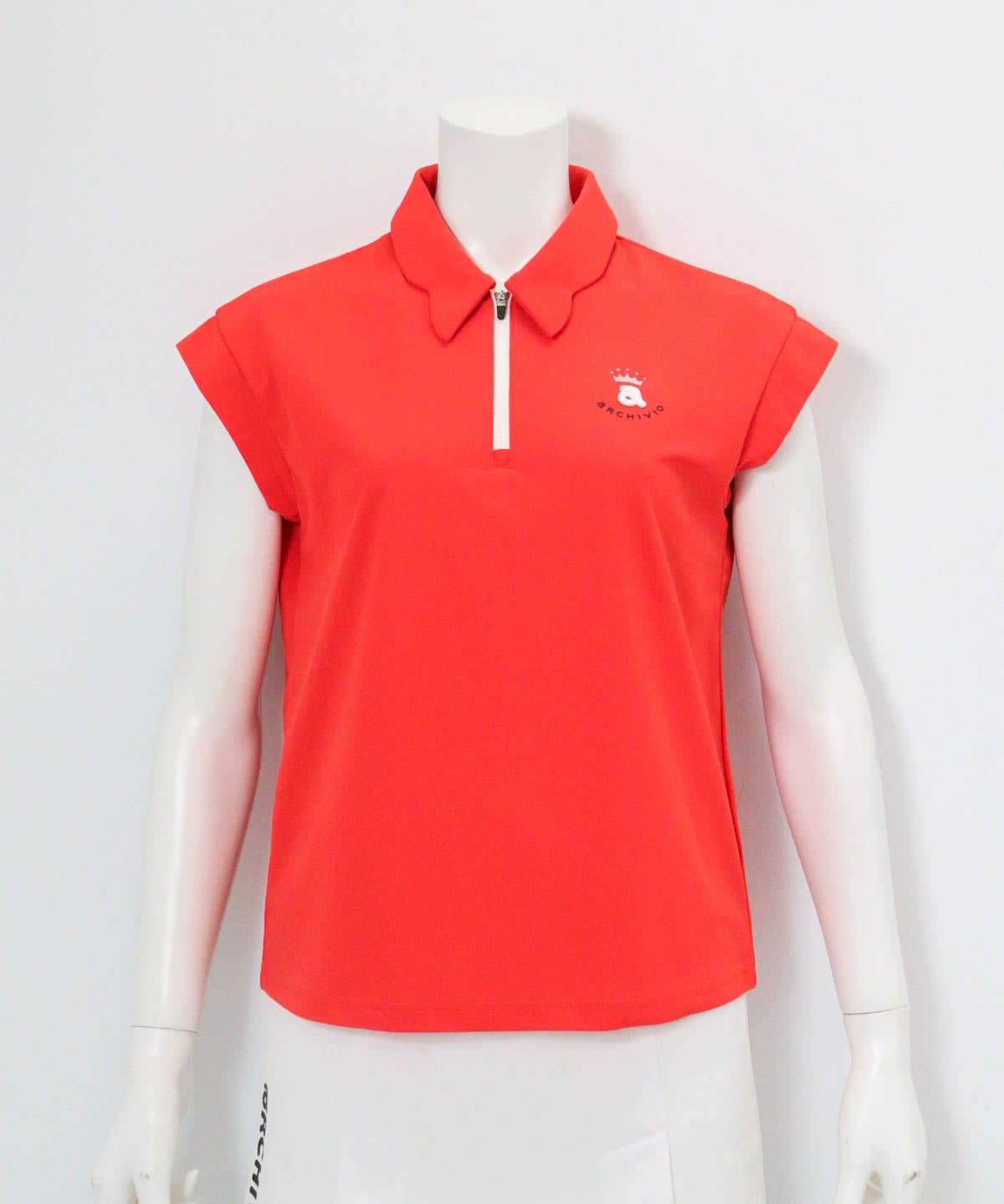 UV速乾ジップ襟プルオーバー(レッド)前