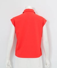 UV速乾ジップ襟プルオーバー(レッド)後ろ