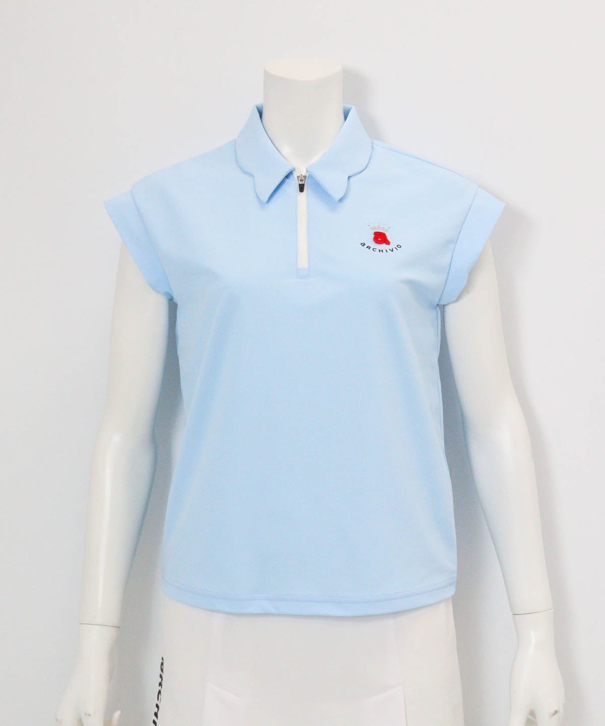 UV速乾ジップ襟プルオーバー(ライトブルー)前