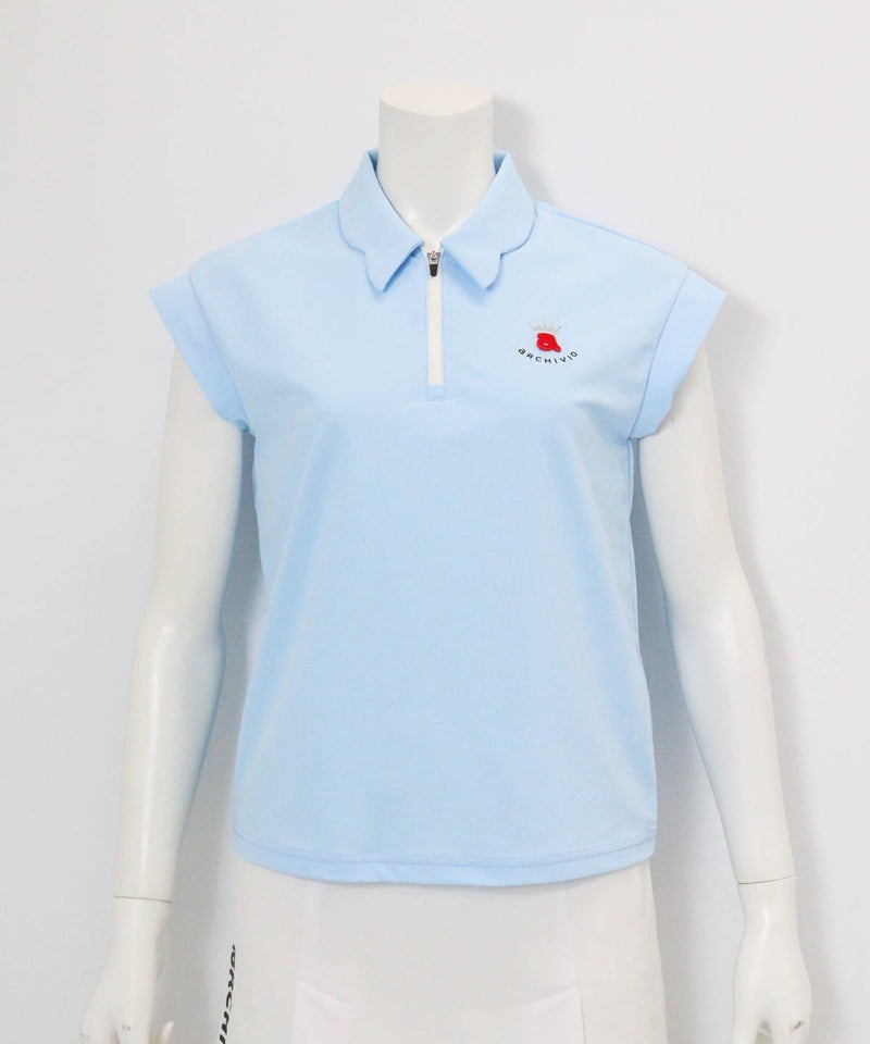 UV速乾ジップ襟プルオーバー(ライトブルー)前