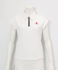 UV速乾ジップ襟プルオーバー(ホワイト)前