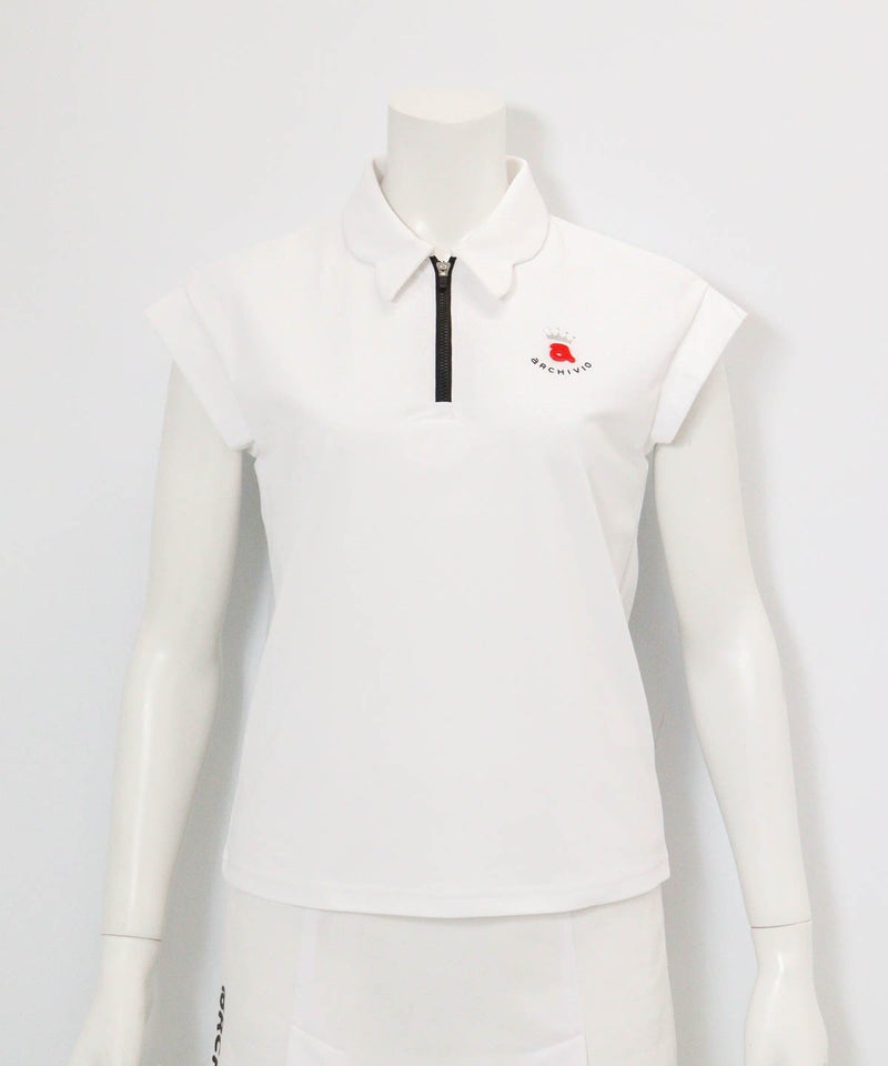 UV速乾ジップ襟プルオーバー(ホワイト)前