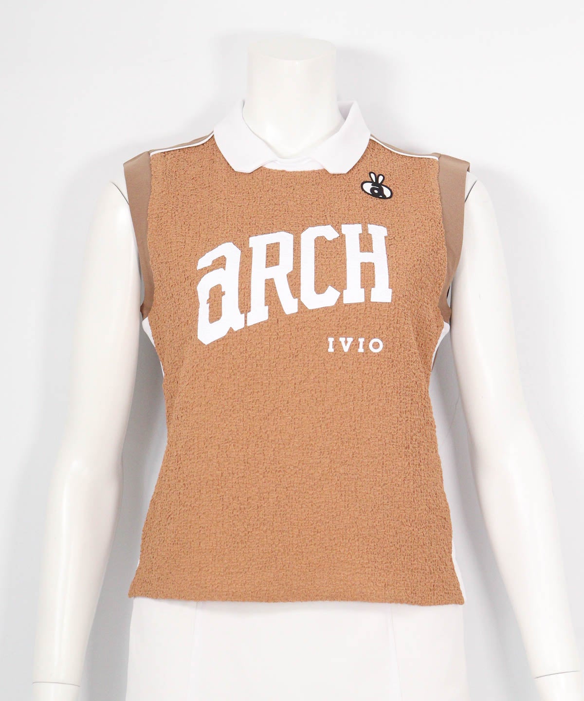 前後異素材ノースリロゴプルオーバー(ブラウン)前