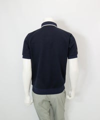 【メンズ】配色サーマルポロシャツ(ネイビー)後ろ
