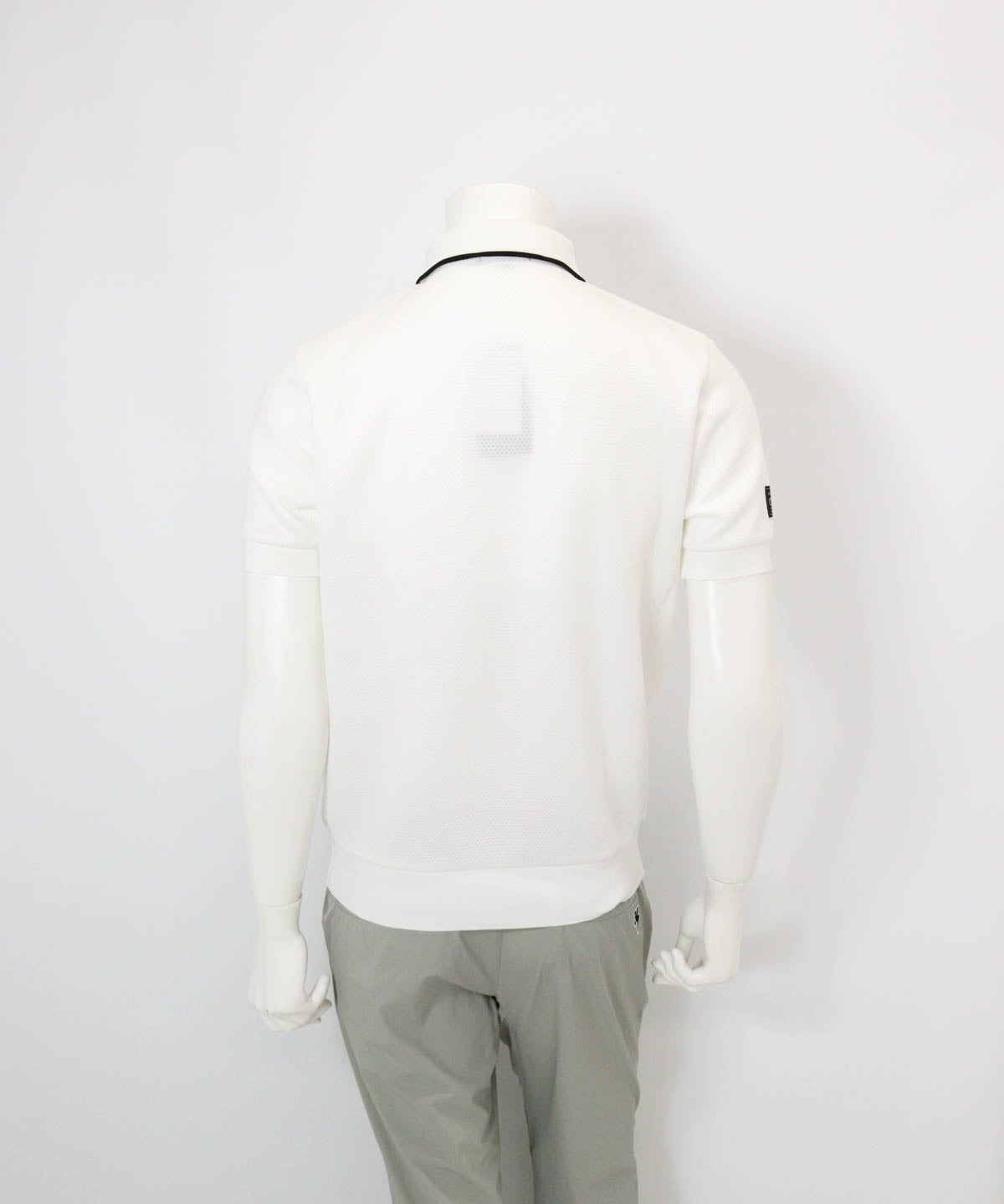 【メンズ】配色サーマルポロシャツ(ホワイト)後ろ