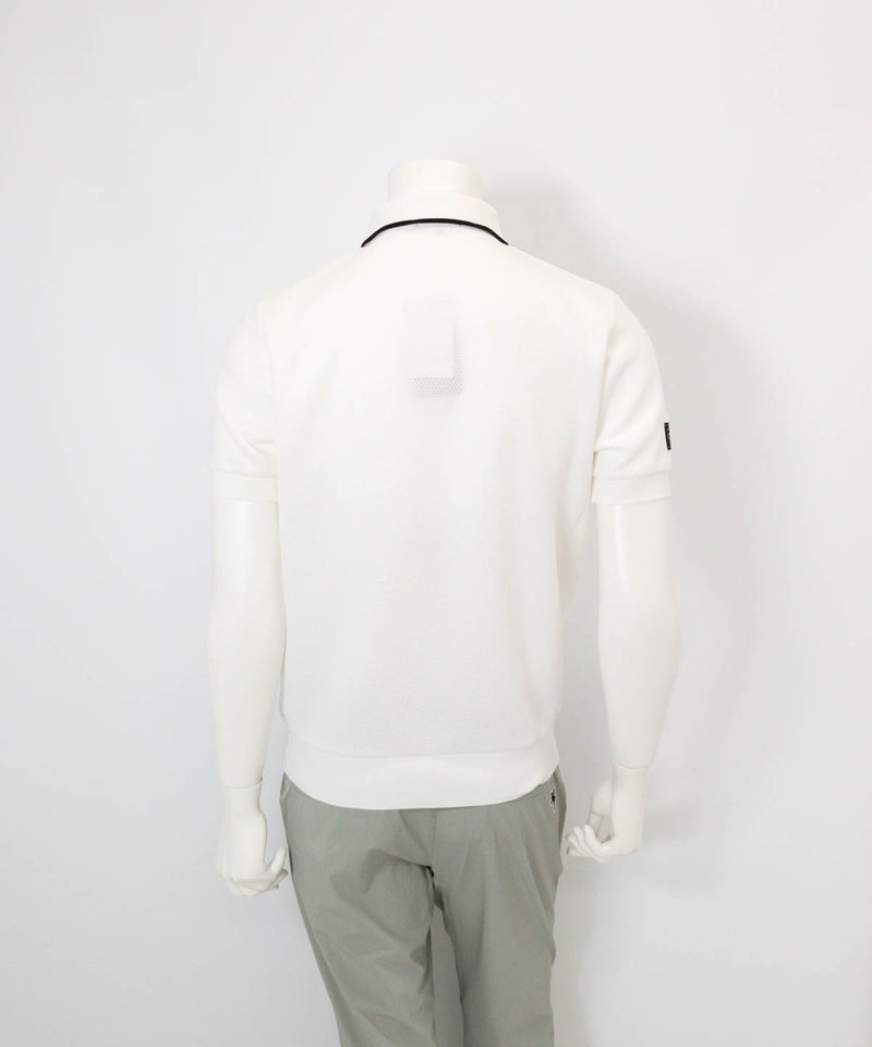 【メンズ】配色サーマルポロシャツ(ホワイト)後ろ
