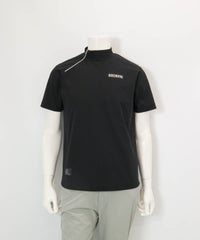 【メンズ】変形ハーフジップ冷感速乾プルオーバー(ブラック)前