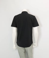 【メンズ】変形ハーフジップ冷感速乾プルオーバー(ブラック)後ろ