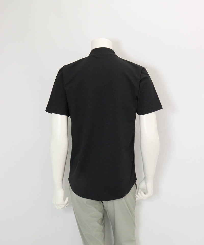 【メンズ】変形ハーフジップ冷感速乾プルオーバー(ブラック)後ろ