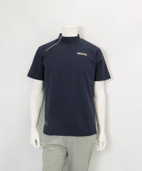 【メンズ】変形ハーフジップ冷感速乾プルオーバー(ネイビー)前