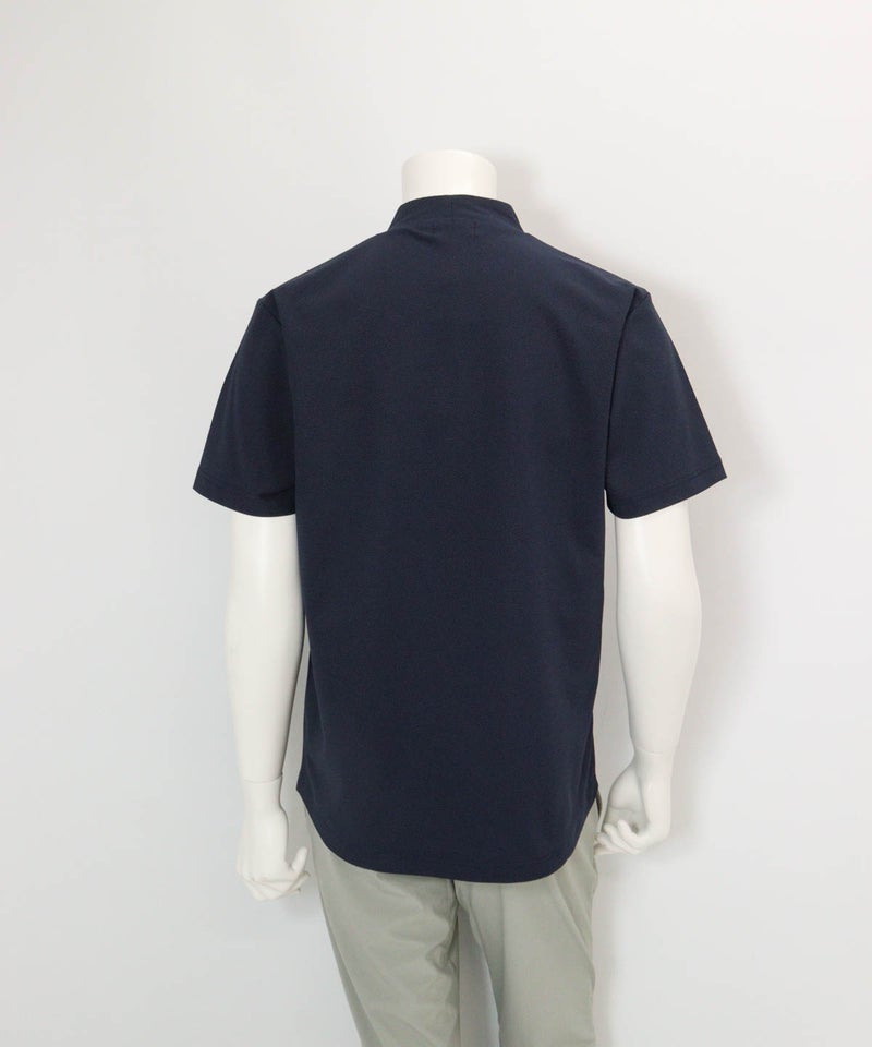 【メンズ】変形ハーフジップ冷感速乾プルオーバー(ネイビー)後ろ