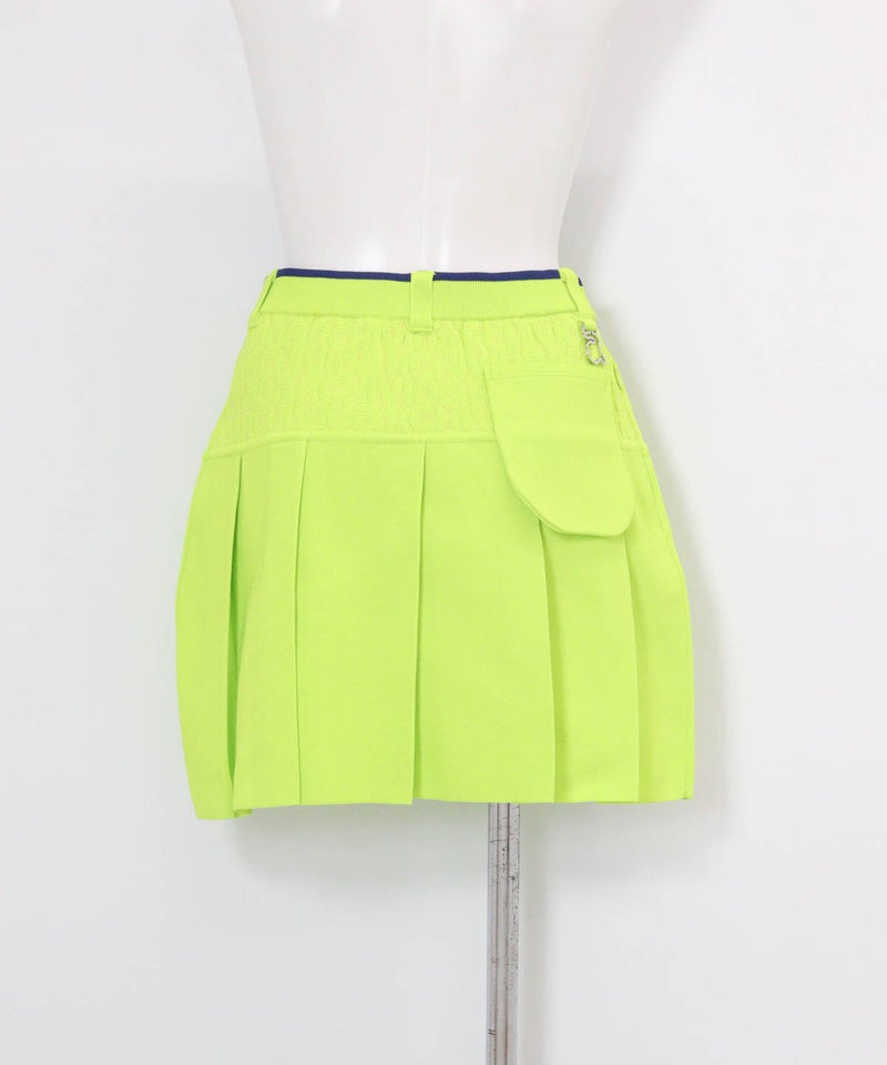 ジャガードロゴプリーツ切替スカート(ライトグリーン)後ろ
