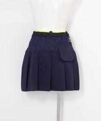 ジャガードロゴプリーツ切替スカート(ネイビー)後ろ