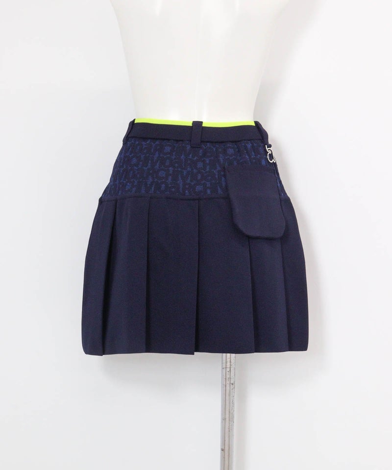 ジャガードロゴプリーツ切替スカート(ネイビー)後ろ