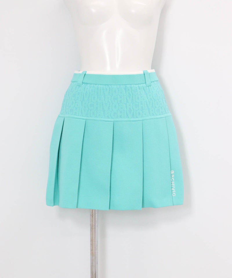 ジャガードロゴプリーツ切替スカート(ライトブルー)前