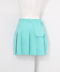 ジャガードロゴプリーツ切替スカート(ライトブルー)後ろ