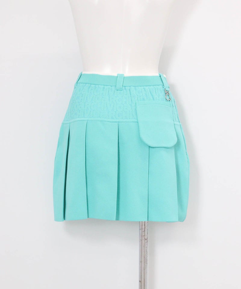 ジャガードロゴプリーツ切替スカート(ライトブルー)後ろ