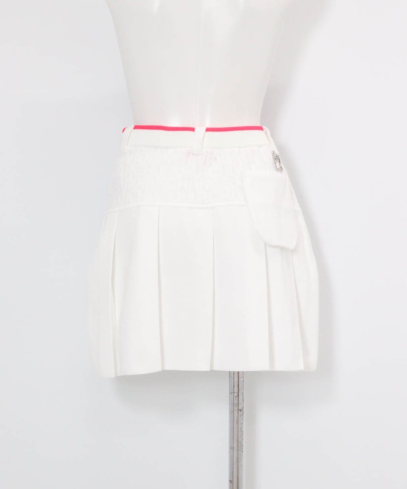 ジャガードロゴプリーツ切替スカート(ホワイト)後ろ