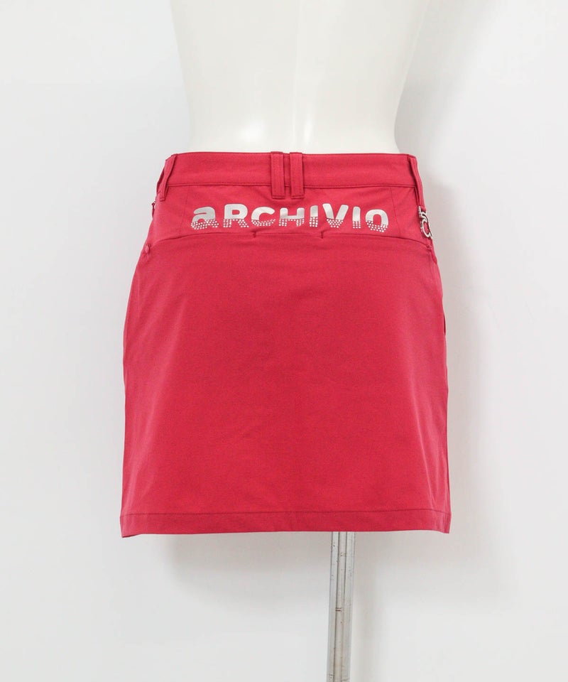 ストーンポケットUV撥水スカート(レッド)後ろ