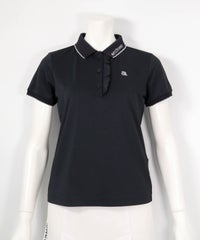 スカラップ配色UV速乾ポロシャツ(ブラック)前