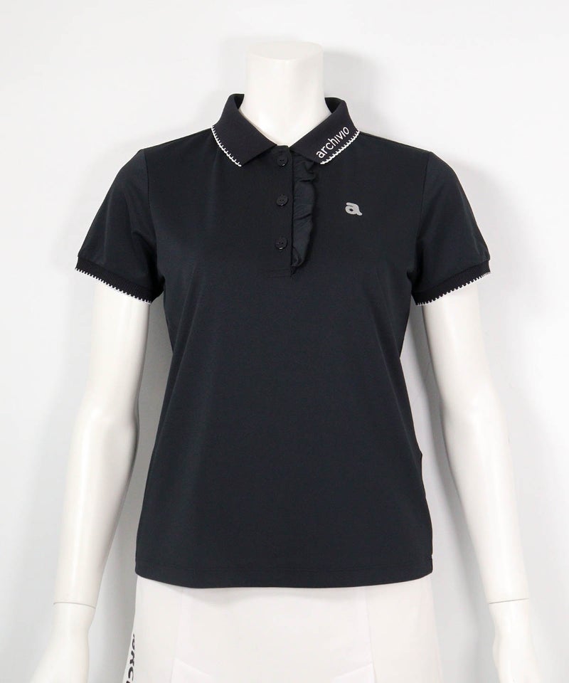 スカラップ配色UV速乾ポロシャツ(ブラック)前