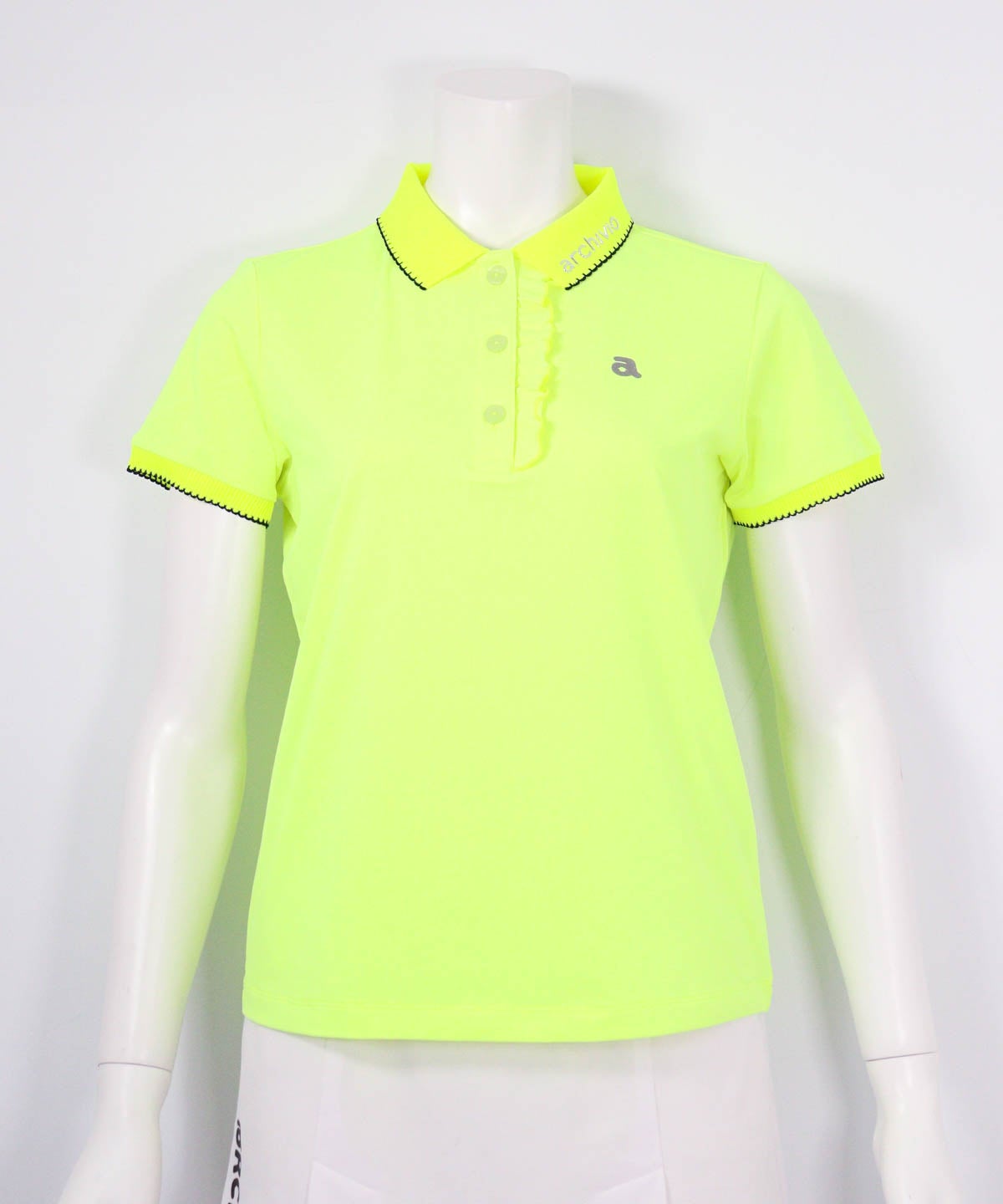 スカラップ配色UV速乾ポロシャツ(イエロー)前