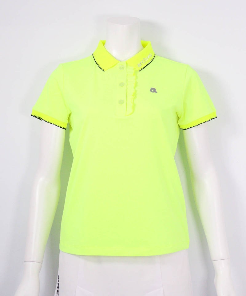 スカラップ配色UV速乾ポロシャツ(イエロー)前