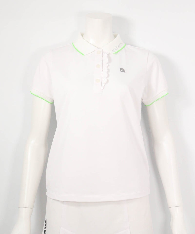 スカラップ配色UV速乾ポロシャツ(ホワイト)前