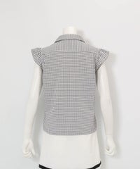 ギンガムチェック開襟プルオーバー(ブラック)後ろ