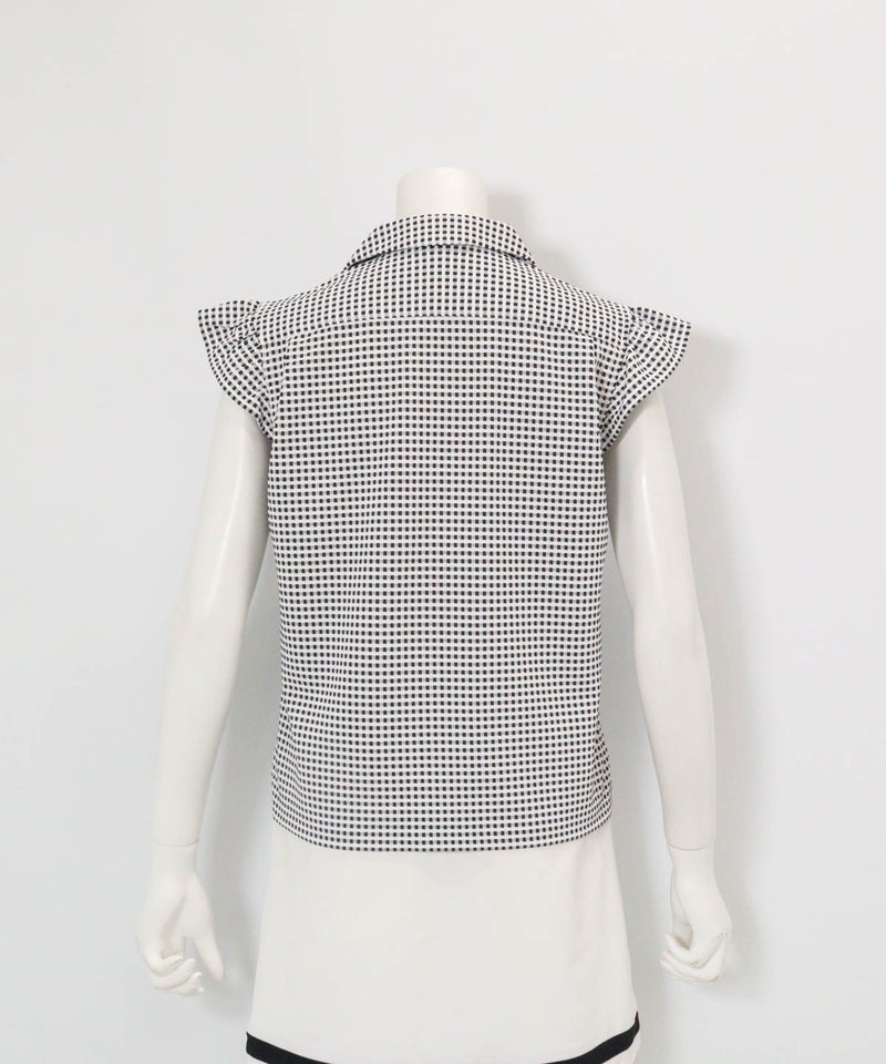 ギンガムチェック開襟プルオーバー(ブラック)後ろ