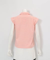 ギンガムチェック開襟プルオーバー(オレンジ)後ろ