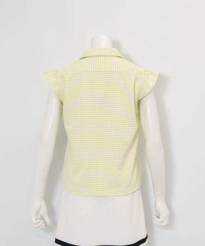 ギンガムチェック開襟プルオーバー(イエロー)後ろ