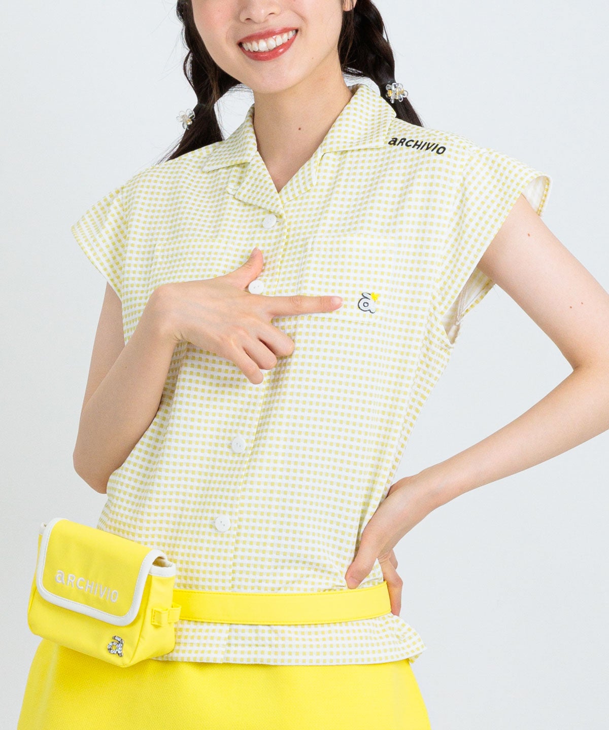 ギンガムチェック開襟プルオーバー|アルチビオ - ゴルフウェアや婦人服通販