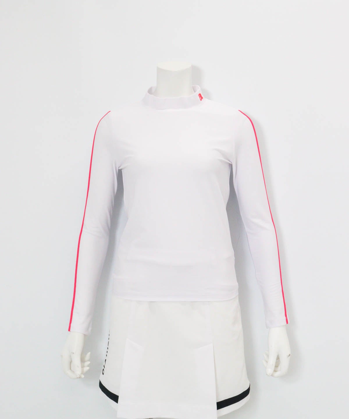 ネオンラインハイネックプルオーバー(ホワイト×ピンク)前