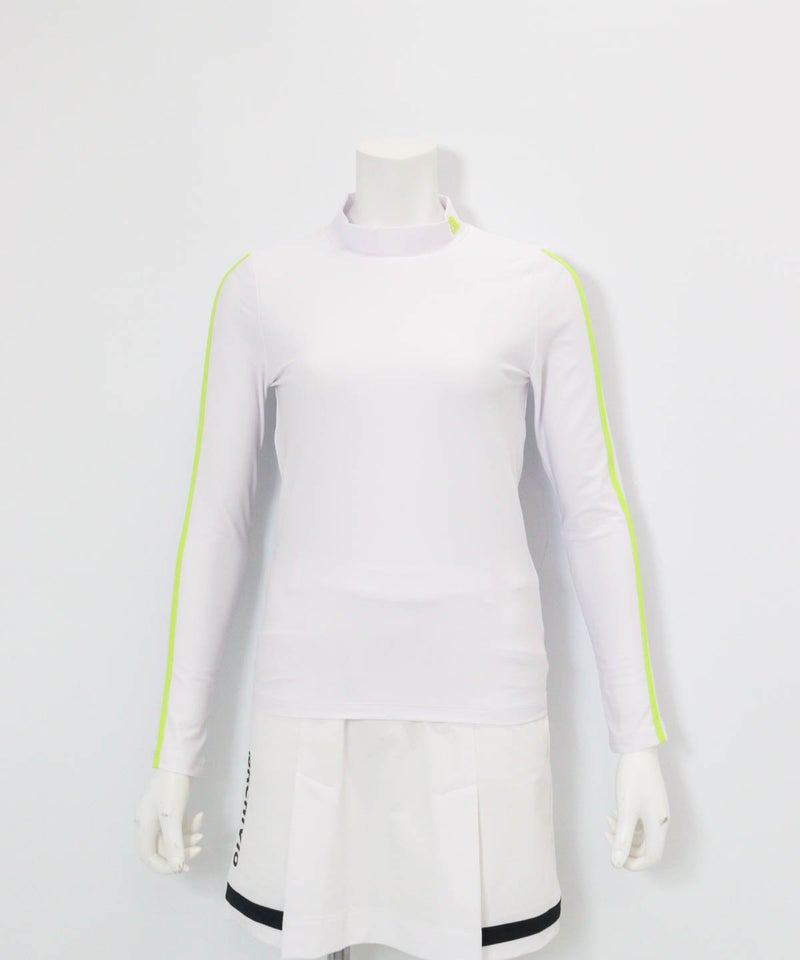 ネオンラインハイネックプルオーバー(ホワイト×イエロー)前