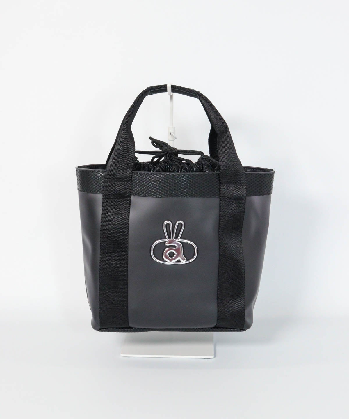 巾着付クリアカートバッグ(ブラック)前