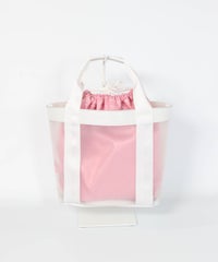 巾着付クリアカートバッグ(ピンク)後ろ