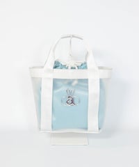 巾着付クリアカートバッグ(ブルー)前