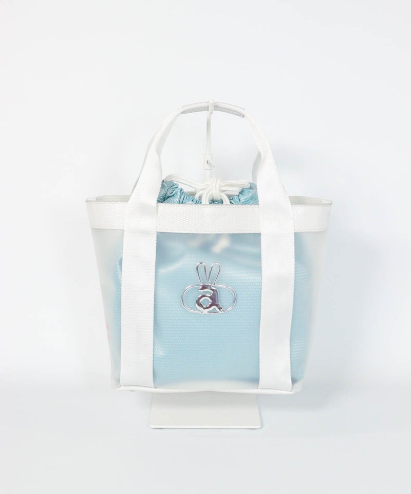 巾着付クリアカートバッグ(ブルー)前