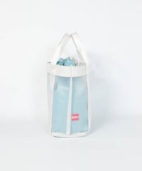 巾着付クリアカートバッグ(ブルー)横