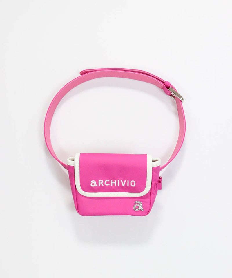 パイピング刺繍ウエストポーチ(ピンク)