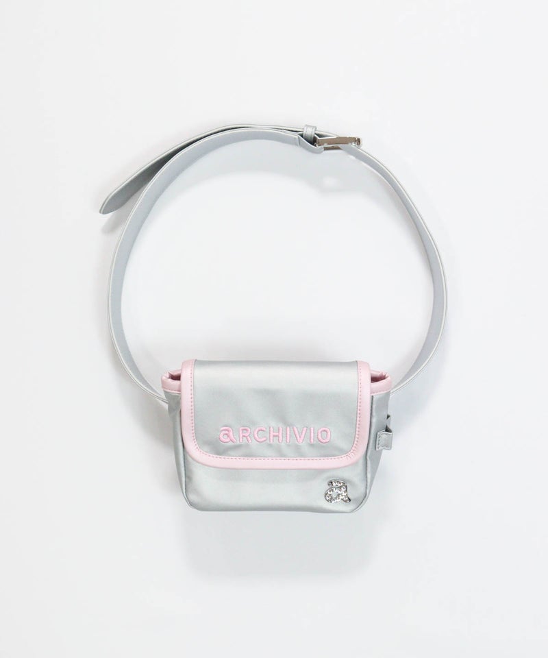 パイピング刺繍ウエストポーチ(ライトグレー)