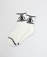 ウサロゴリブショートソックス(ホワイト×ブラック)