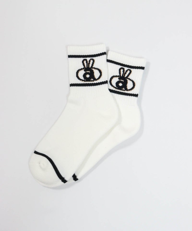 ウサロゴリブショートソックス(ホワイト×ブラック)