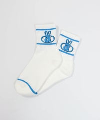 ウサロゴリブショートソックス(ホワイト×ブルー)