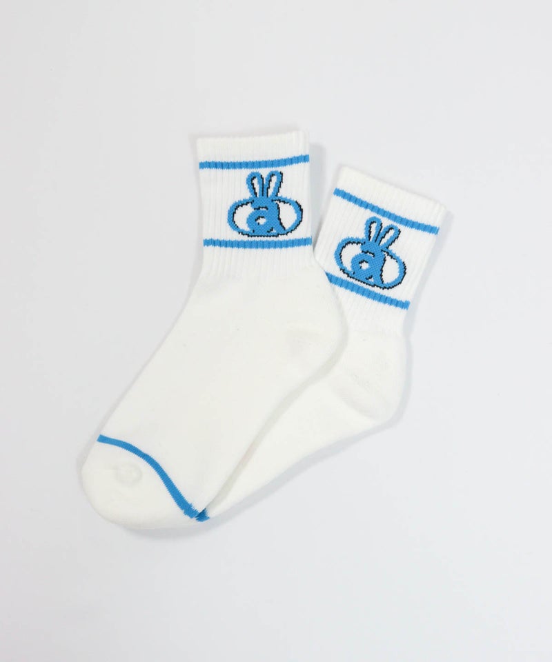 ウサロゴリブショートソックス(ホワイト×ブルー)