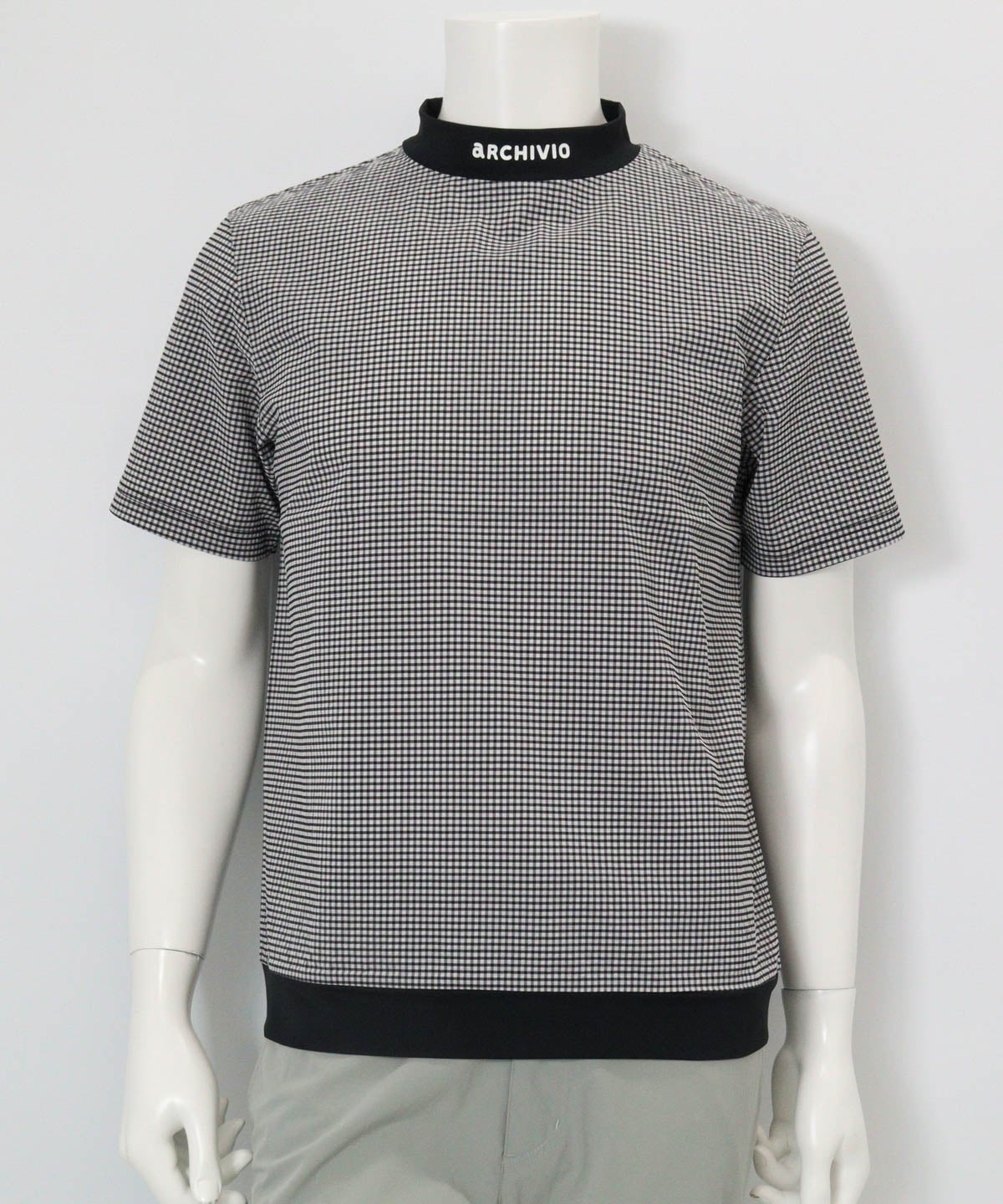 【メンズ】サッカーギンガム冷感プルオーバー(ブラック)前