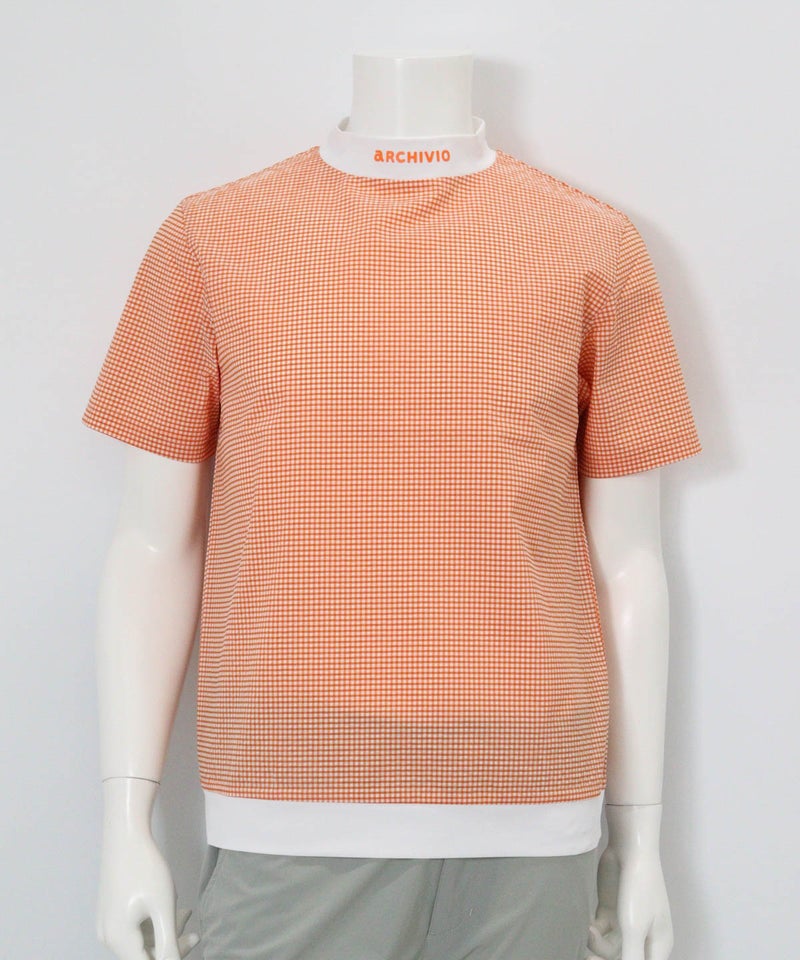 【メンズ】サッカーギンガム冷感プルオーバー(オレンジ)前