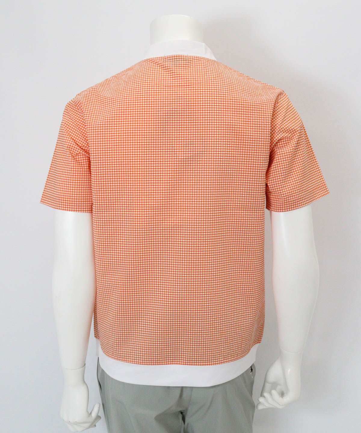 【メンズ】サッカーギンガム冷感プルオーバー(オレンジ)後ろ