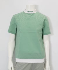 【メンズ】サッカーギンガム冷感プルオーバー(グリーン)前